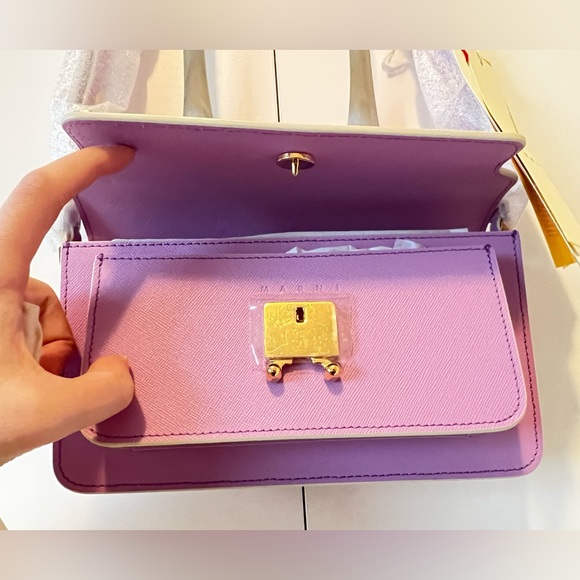 BRAND NEW AUTHENTIC MARNI PURPLE PINK EW Trunk Shoulder Bag - Picture 8 of 8